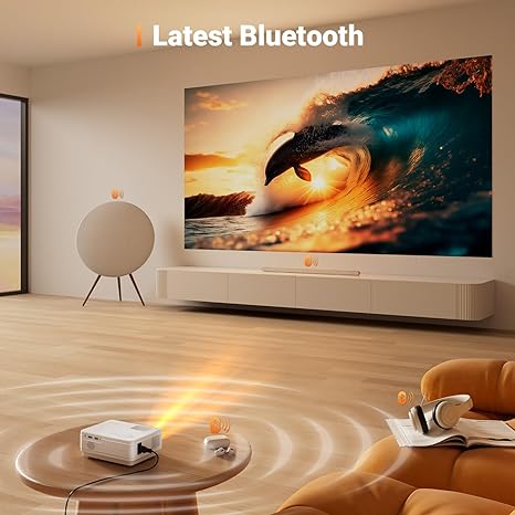 Portable Bluetooth Mini Projector - HD 1080P Supported Movie Projector, Home Theater Video Projector Compatible with iOS/Android Phone/Tablet/Laptop/PC/TV Stick/Box/USB Drive/DVD